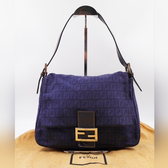 ❌️❌️SOLD❌️❌️BC11❤️Fendi Zucchino Mamma Baguette Shoulder Bag - Picture 1 of 16